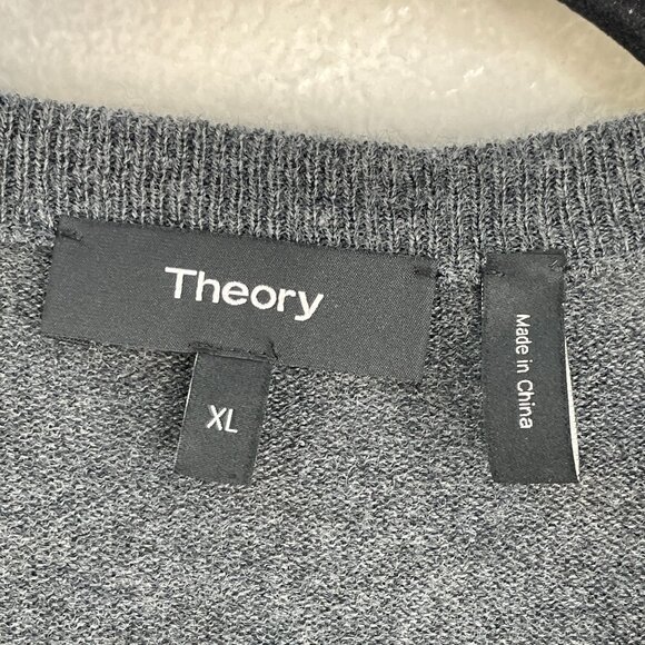 NEW Theory Mens XL Charcoal Gray Merino Wool Blend V Neck Sweater Pullover Knit - Picture 3 of 6